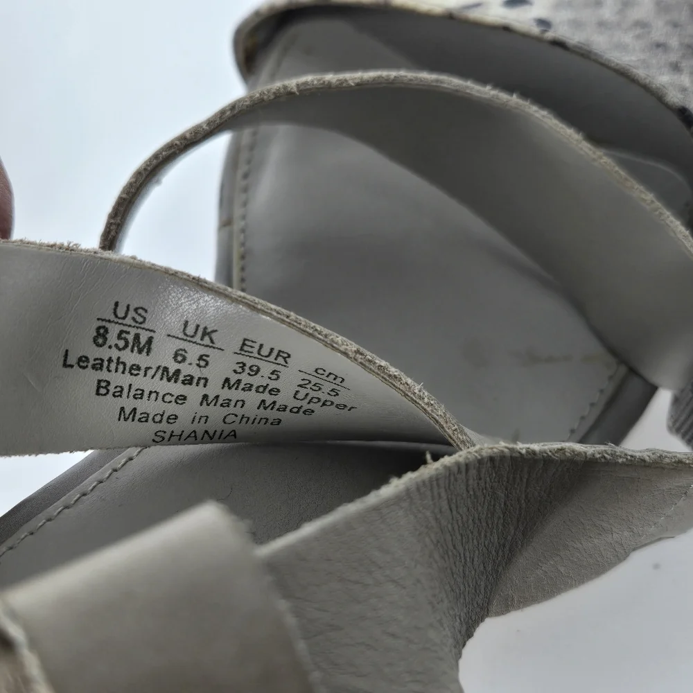 Franco Sarto Shania Wedge Sandal Gray Leather Snake‎ Size 8.5